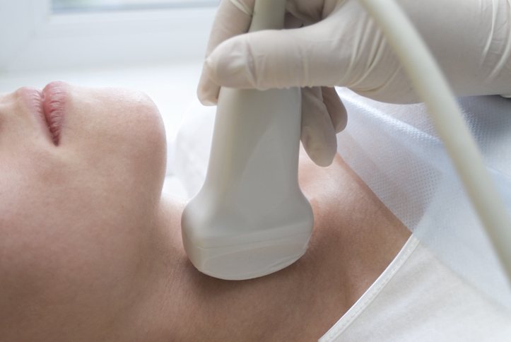 A carotid artery ultrasound of the neck
