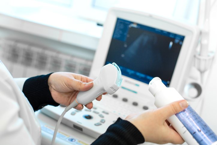 A patient resting comfortably during an ultrasound