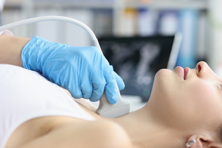 A carotid artery ultrasound of the neck