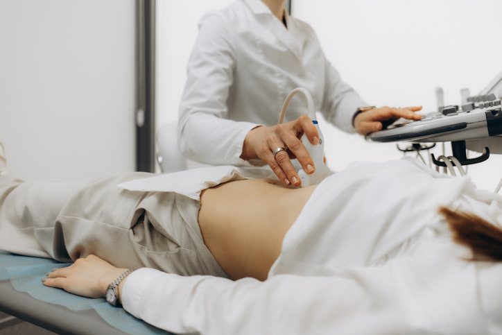 A patient resting comfortably during an ultrasound